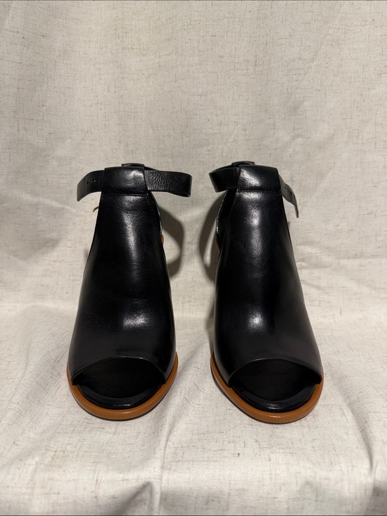Vince Camuto Shoes - Vince Camuto Black Open-Toe Ankle Strap Mules